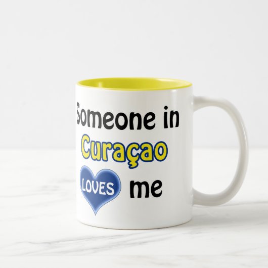 Tasse 2 Couleurs Quelqu'un à Curaçao m'aime (Droit)