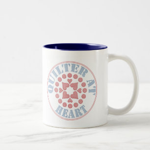 Tasse 2 Couleurs Quilter au coeur, bloc circulaire