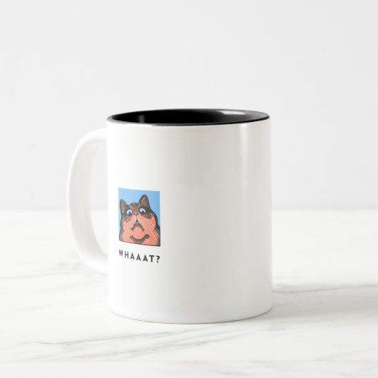 Tasse 2 Couleurs Quoi ? - choqué chat - design graphique (Devant gauche)