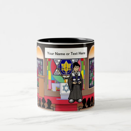 Tasse 2 Couleurs Rabbi - Dessin masculin par PrintedPerfection.com  (Centre)