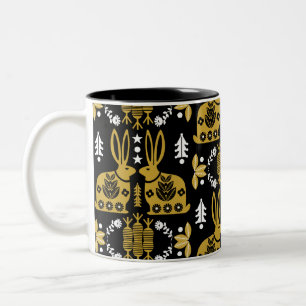 Tasse 2 Couleurs Rabbit Nordic Scandinavian Folk Art