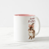 Tasse 2 Couleurs Rabbit rose arc personnalisé cadeau (Devant droit)