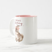 Tasse 2 Couleurs Rabbit rose arc personnalisé cadeau (Devant gauche)