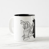 Tasse 2 Couleurs Rabbit Silhouette main (Devant gauche)