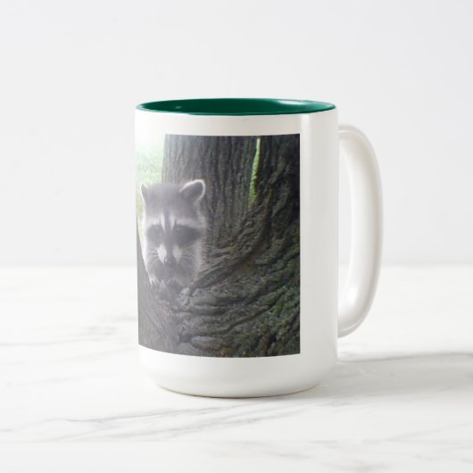 Tasse 2 Couleurs Raccoon dans l'arbre (Devant droit)