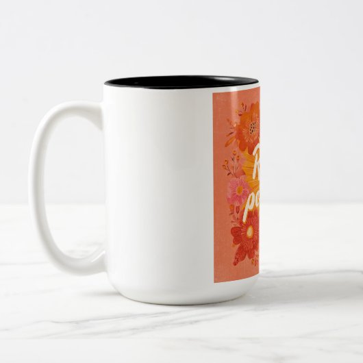 Tasse 2 Couleurs "Radiate Positivity" Retro Sunburst Art | 70s Styl (Gauche)