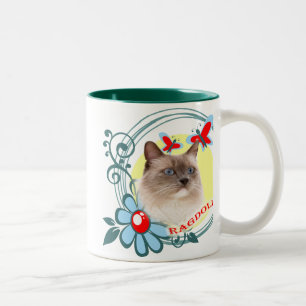 Tasse 2 Couleurs Ragdoll avec les papillons rouges