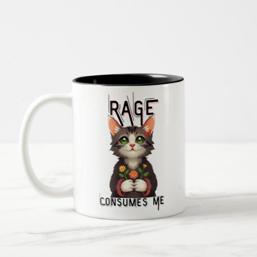 Tasse 2 Couleurs Rage Me Consume Fleur Chat (Gauche)
