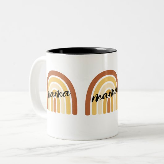 Tasse 2 Couleurs Rainbow Heart Boho Doodle Mug. (Devant gauche)