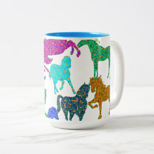 Tasse 2 Couleurs Rainbow Horses - "Dotty about Horses !"