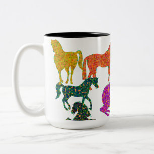 Tasse 2 Couleurs Rainbow Horses - "Dotty about Horses !"