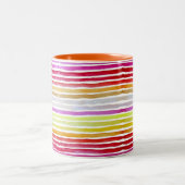 Tasse 2 Couleurs Rainbow stripes cute watercolor (Centre)