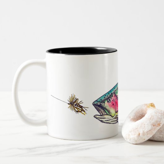 Tasse 2 Couleurs Rainbow Trout Fly (Avec donut)
