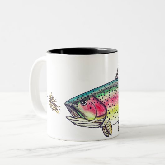 Tasse 2 Couleurs Rainbow Trout Fly (Devant gauche)