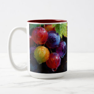 Tasse 2 Couleurs Raisins et gouttes de rosée à l'aquarelle vibrante