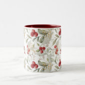 Tasse 2 Couleurs Rameaux de Canneberge aux Baies Rouges Monogrammés (Centre)