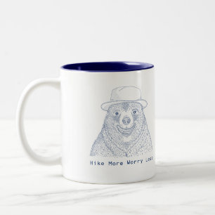 Tasse 2 Couleurs Randonnée plus Inquiète moins / Ours souriant