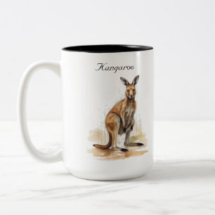 Tasse 2 Couleurs Randonneur Outback : kangourou aquarelle personnal