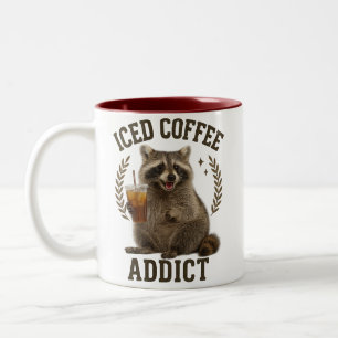 Tasse 2 Couleurs Raton laveur addict au café glacé amateur de caféi