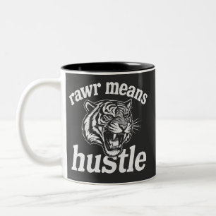 Tasse 2 Couleurs Rawr Signifie Bosser Citation Drôle de Tigre Motiv