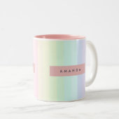 Tasse 2 Couleurs Rayure arc-en-ciel pastel personnalisée (Devant droit)