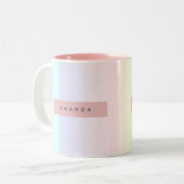 Tasse 2 Couleurs Rayure arc-en-ciel pastel personnalisée (Devant gauche)