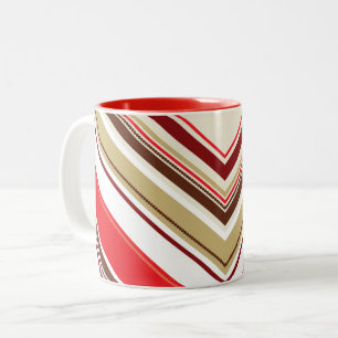 Tasse 2 Couleurs RAYURE DE NOËL moderne festive rouge or marron