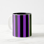 Tasse 2 Couleurs Rayure Halloween Vert Violet & Noir  (Devant gauche)