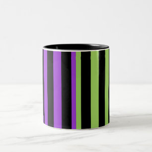 Tasse 2 Couleurs Rayure Halloween Vert Violet & Noir 