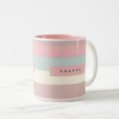 Tasse 2 Couleurs Rayures arc-en-ciel pastel personnalisées douces (Devant droit)