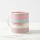Tasse 2 Couleurs Rayures arc-en-ciel pastel personnalisées douces (Devant gauche)