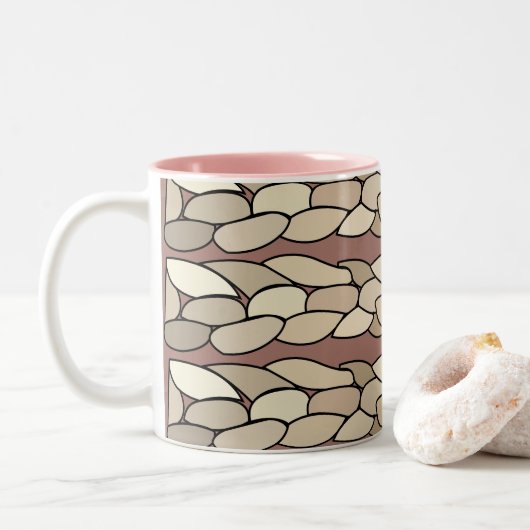 Tasse 2 Couleurs Rayures de corde modernes (Avec donut)