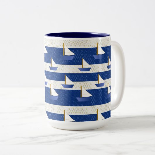 Tasse 2 Couleurs rayures de marine (Devant droit)