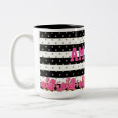 Tasse 2 Couleurs Rayures noires et blanches florales avec le pois (Gauche)