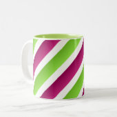 Tasse 2 Couleurs Rayures violettes/blanches et vertes (Devant gauche)