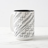 Tasse 2 Couleurs Rayures Zigzag Chevron Noir et Blanc (Devant gauche)