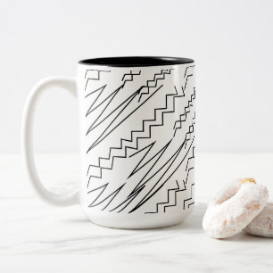 Tasse 2 Couleurs Rayures Zigzag Chevron Noir et Blanc