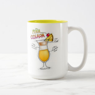 TASSE 2 COULEURS RECETTE DE PINA COLADA COCKTAIL ART