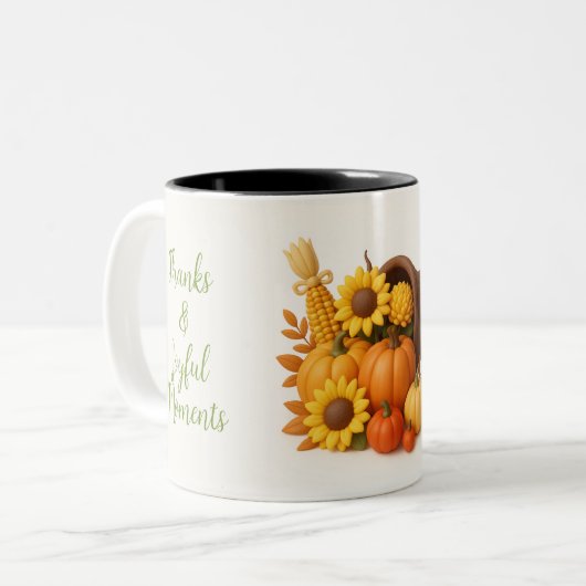 Tasse 2 Couleurs Récolte d'automne - Merci et moments joyeux (Devant gauche)