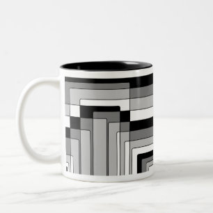 Tasse 2 Couleurs Rectangles Abstraites en noir et blanc