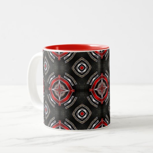 Tasse 2 Couleurs Red and Black Geometric Pattern (Devant gauche)