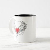 Tasse 2 Couleurs Red Angel Coeur avec ailes (Devant gauche)