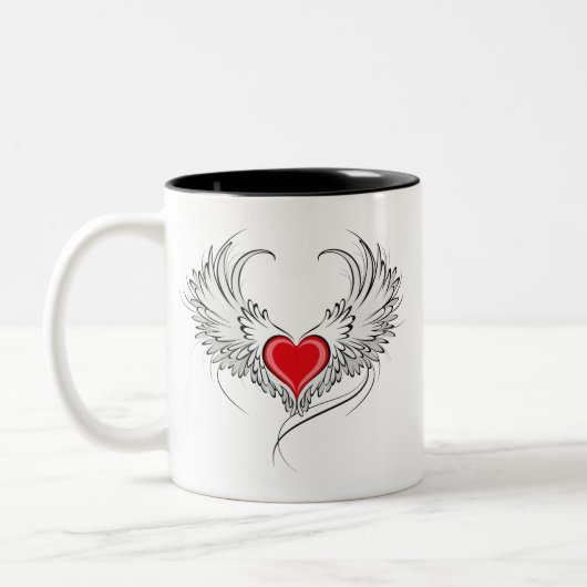 Tasse 2 Couleurs Red Angel Coeur avec ailes (Gauche)