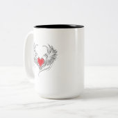 Tasse 2 Couleurs Red Angel Coeur avec ailes (Devant gauche)