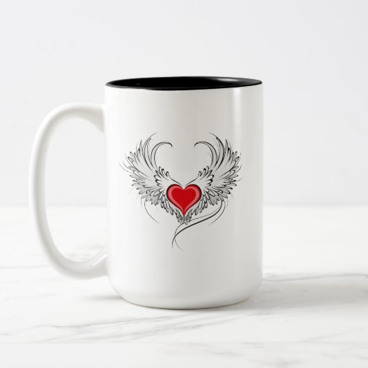 Tasse 2 Couleurs Red Angel Coeur avec ailes (Gauche)