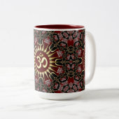 Tasse 2 Couleurs Red Black Gold OM Courage Énergie Mandala (Devant droit)
