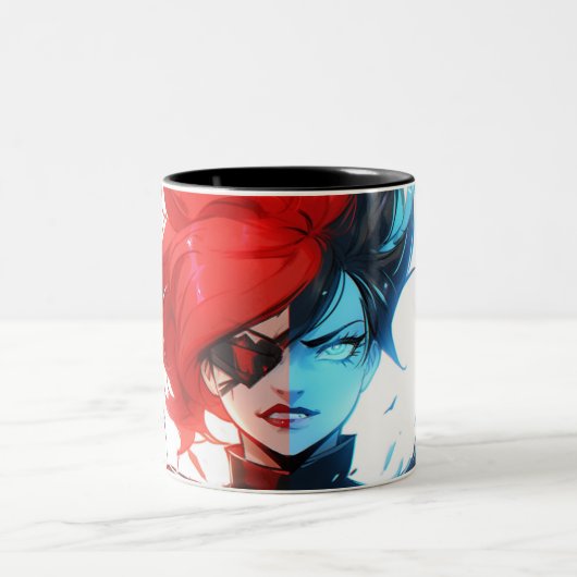 Tasse 2 Couleurs Red Blue Fire Ice Comic Style Anime Girl (Centre)