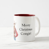 Tasse 2 Couleurs Red Green Christmas Cowgirl Blond (Devant droit)