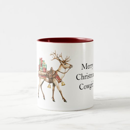 Tasse 2 Couleurs Red Green Christmas Western Deer (Centre)