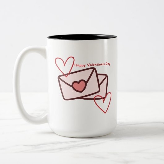 Tasse 2 Couleurs Red Hearth Happy Valentine's Day (Gauche)
